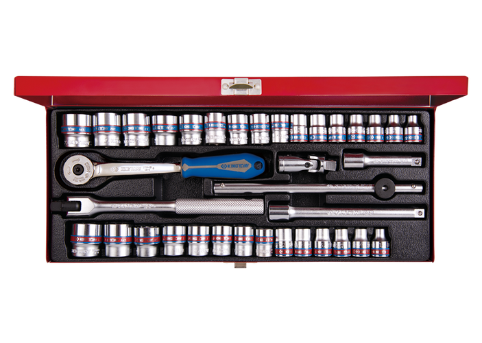 Caja de vasos 3/8" métricos y en pulgadas con acce