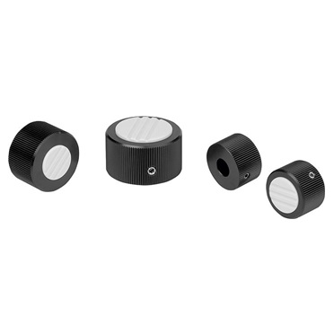 Botones moleteados de aluminio