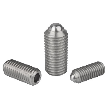 Piezas presión resorte, hexágono int. y bola. Inox