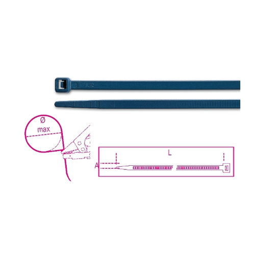 Abrazaderas de nylon, color azul, detectable por d