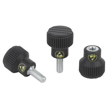 Botones moleteados antiestáticos