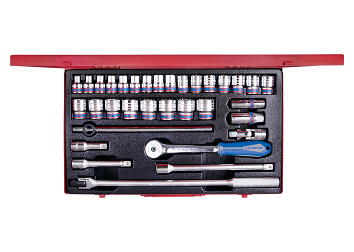 Caja de vasos métricos y accesorios 1/2"