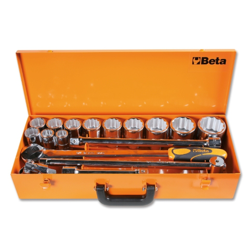 Surtido de 12 llaves de vaso poligonales y 4 acces