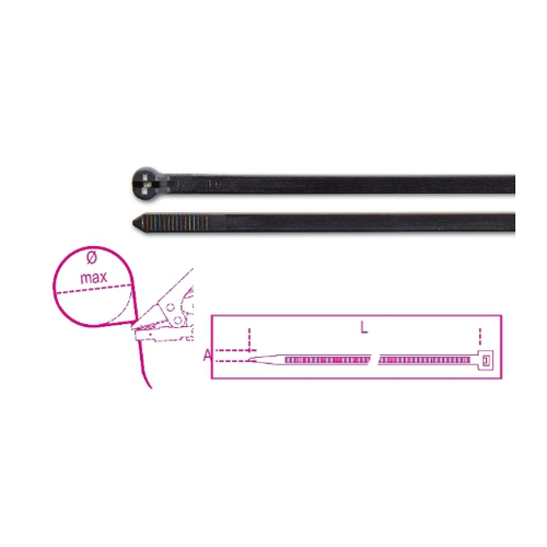 Abrazaderas de nylon con diente de acero, color ne