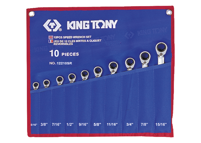 Estuche de llaves combinadas con carraca en pulgad