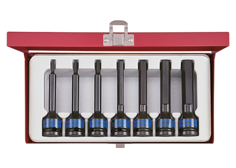 Cofre de vasos 1/2" largos Hexagonales de impacto