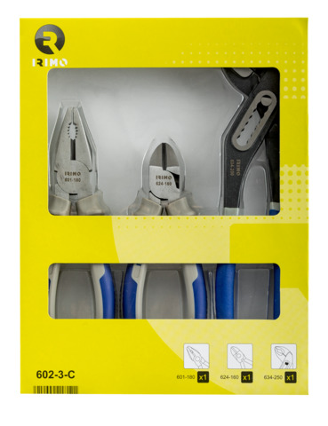 Juego 3 alicates (universal 180mm, cortante 160m