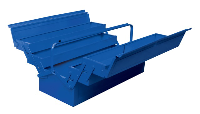 Caja metálica asa plegable 5 bandejas 530x200x20