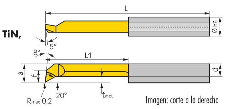 Insertomini-bohre vaciado CN45F TiN der.